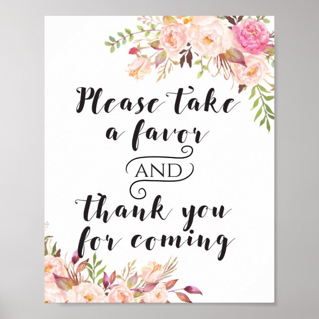 Boho Favors please take one Sign (Front)