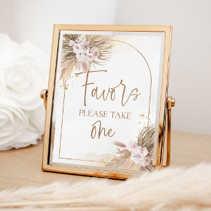 Boho Favours Pampas Grass Modern Table Sign