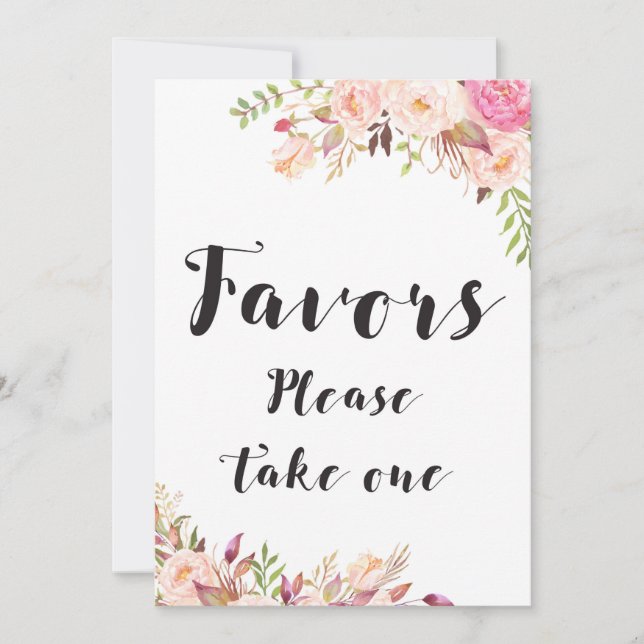Boho Favours please take one Sign 5x7" Size Invitation (Front)