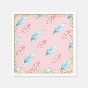 Boho Feather Baby Shower Paper Napkins