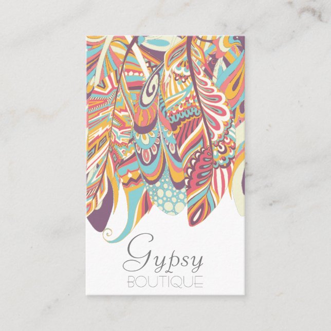 Boho Feather Boutique Business Card (Front)