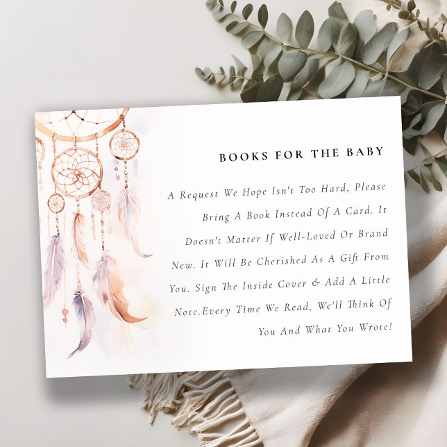 Boho Feather Dreamcatcher Books For Baby Shower Enclosure Card (Creator Uploaded)