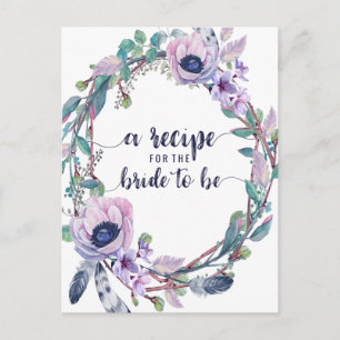 Boho Feather & Floral Bridal Shower Recipe Card