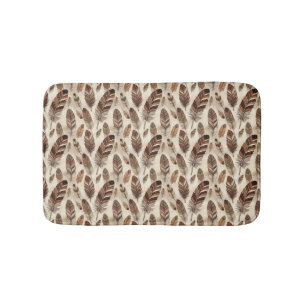 Boho Feather Pattern Bath Mat