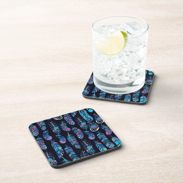 Boho Feather Pattern Coaster (Right Side)