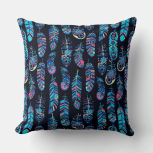 Boho Feather Pattern Cushion