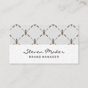 Boho Feather Pattern Dot Pattern Business Card