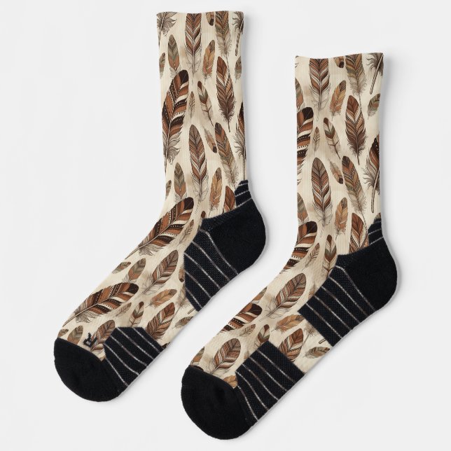 Boho Feather Pattern Socks (Left)