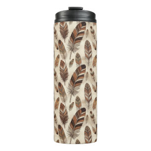 Boho Feather Pattern Thermal Tumbler