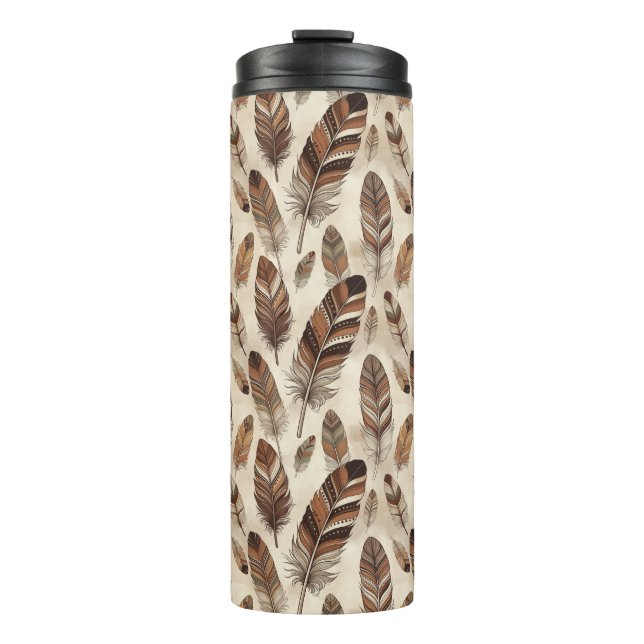 Boho Feather Pattern Thermal Tumbler (Front)