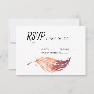Boho Feather RSVP cards