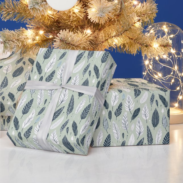 Boho Feather Seamless Pattern Design Wrapping Paper (Holidays)