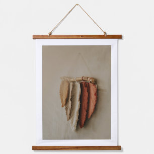 Boho Feather Wall Hanging Art, Rustic Neutral Home Tapestry
