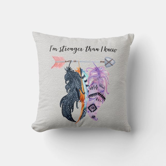 Boho Feathers and Arrow Motivational Saying Cushion (Front)