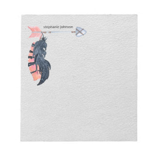 Boho Feathers and Arrow Personalised Notepad