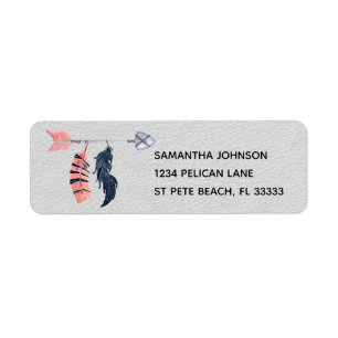 Boho Feathers and Arrow Return Address Label