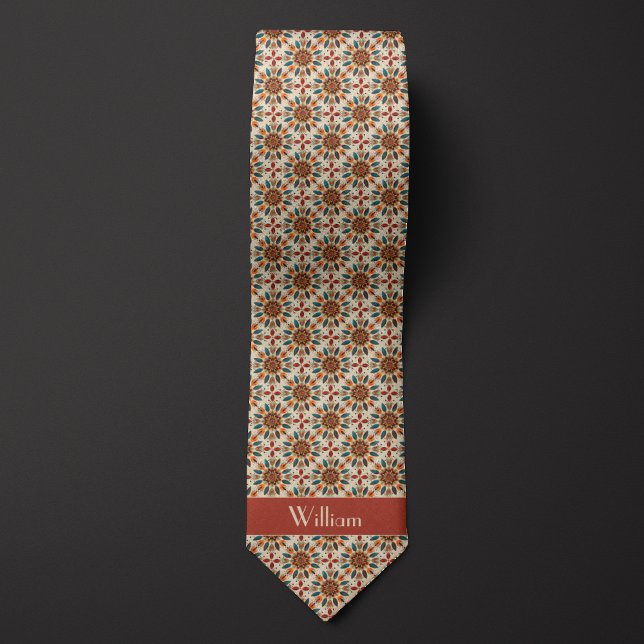 Boho Feathers and Flowers Patterned Tie (Creator Uploaded)