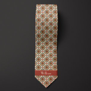 Boho Feathers and Flowers Patterned Tie