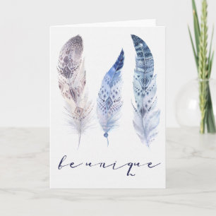 Boho Feathers - Be Unique Friendship Card