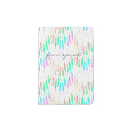 Boho Feathers Bohemian Multicolor Long Tail Bird Passport Holder