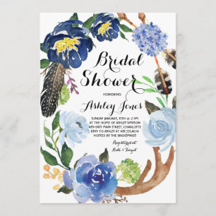 Boho feathers Bridal Shower Invitation