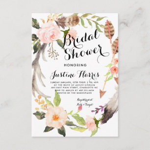 Boho feathers Bridal Shower Invitation