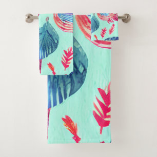 Boho Feathers Pattern Bath Towel Set
