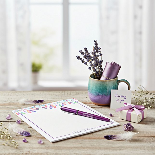 Boho feathers personalised notepad (Creator Uploaded)