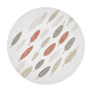 Boho Feathers Rust Taupe Diagonal Pattern Cutting Board