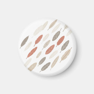 Boho Feathers Rust Taupe Diagonal Pattern Magnet