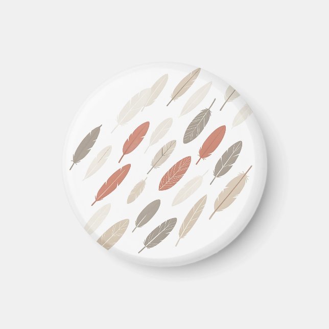  Boho Feathers Rust Taupe Diagonal Pattern Magnet (Front)