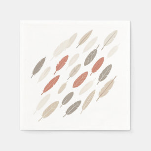 Boho Feathers Rust Taupe Diagonal Pattern Napkin