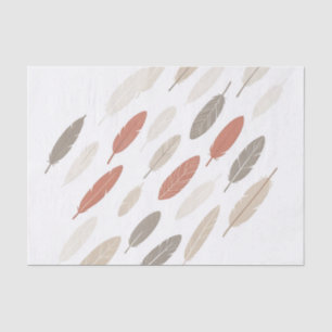 Boho Feathers Rust Taupe Diagonal Pattern Tissue Paper