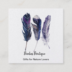 Boho Feathers Square Business Card