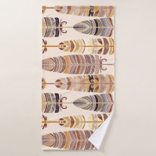 Boho Feathers: Tribal Seamless Pattern Bath Towel
