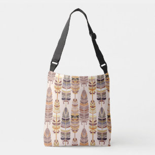 Boho Feathers: Tribal Seamless Pattern Crossbody Bag