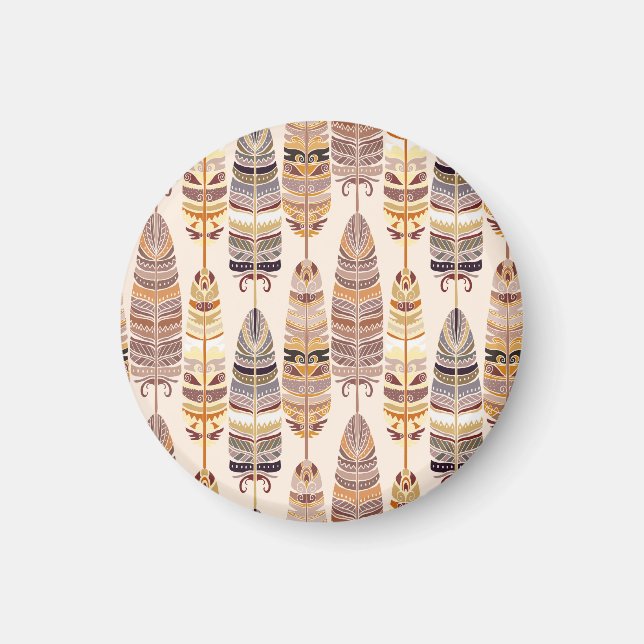 Boho Feathers: Tribal Seamless Pattern Magnet (Front)