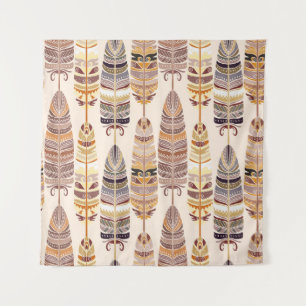 Boho Feathers: Tribal Seamless Pattern Tapestry