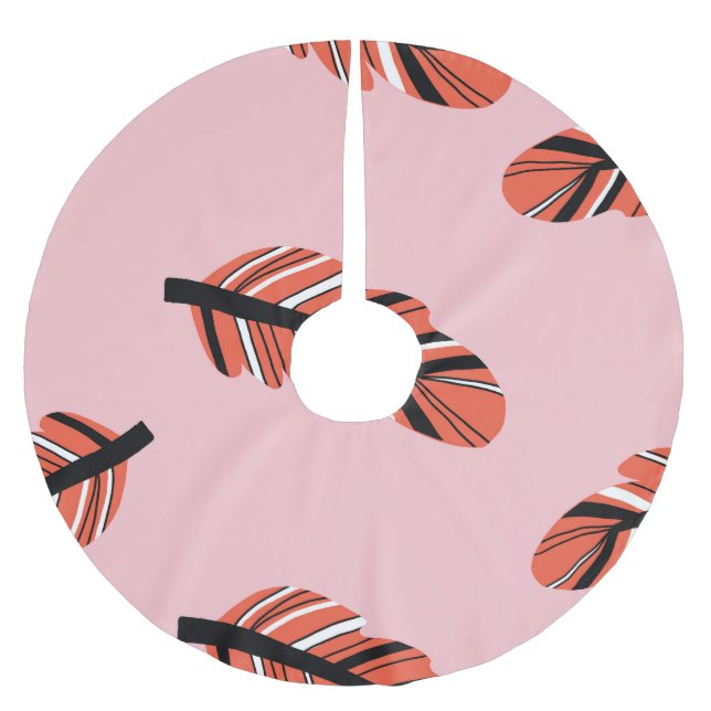 Boho Feathers: Vintage Repeat. Brushed Polyester Tree Skirt (Front)
