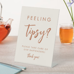 Boho Feeling Tipsy Wedding Bartender Tips Sign