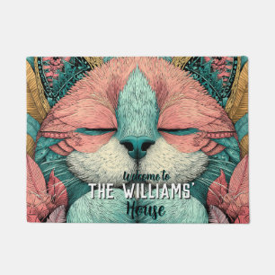 Boho Feline Kittens Cat Floormat Doormat