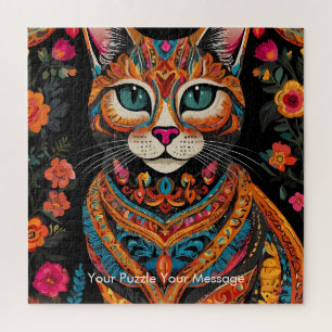 Boho Feline Mandala Jigsaw Puzzle