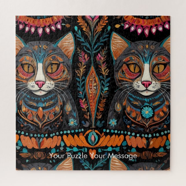 Boho Feline Mandala Jigsaw Puzzle (Vertical)