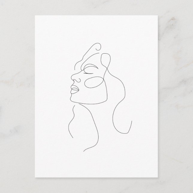 Boho Feminine Line Art Drawing Post Card (Front)
