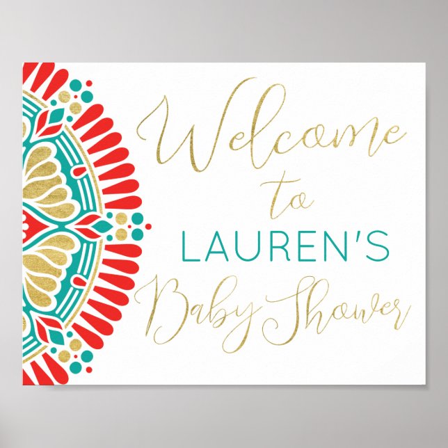 Boho Fiesta Baby Shower Welcome Sign (Front)