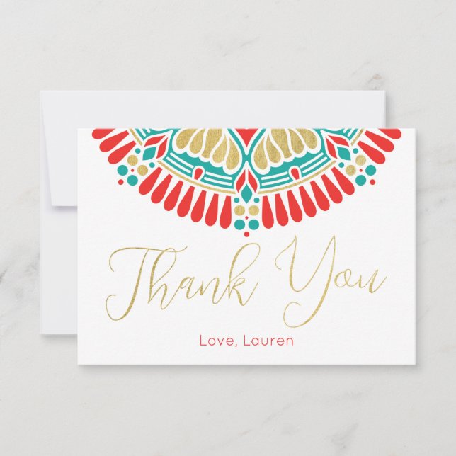 Boho Fiesta Personalised Thank You Card (Front)
