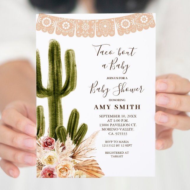Boho Fiesta Taco 'Bout A Baby Invitation  (Creator Uploaded)