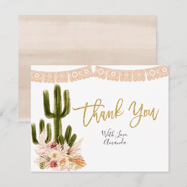 Boho Fiesta Taco 'bout Love Couples Thank You Card (Front/Back)