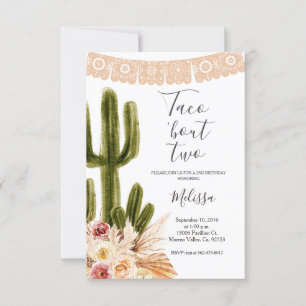Boho Fiesta Taco 'bout Two Birthday Invite