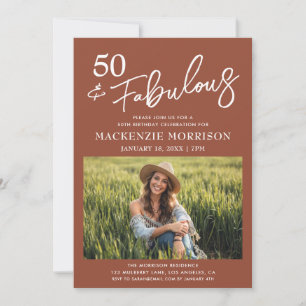 Boho Fifty and Fabulous Birthday Party Invitation
